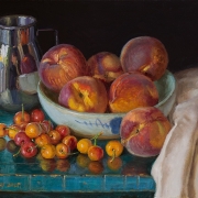 210925-cherries-peaches-and-metal-cup-commission-14x11