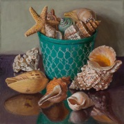 230510-seasheels-in-a-blue-plastic-bucket-commission-12x12