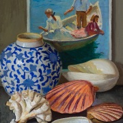 240823-seashells-with-a-ceramic-jar-and-a-painting-background-commision