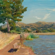 251023-spring-valley-pond-with-trees-and-view-of-hills-18x24