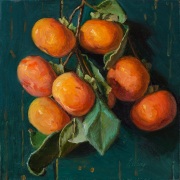 251201-persimmons-with-dark-greenish-background-10x10